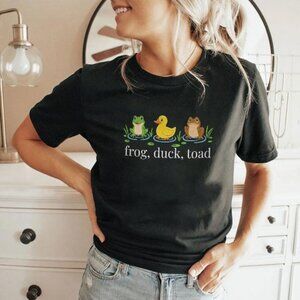 Frog Duck Toad Graphic T-Shirt, Cute Animal Meme Tee